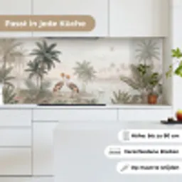 Kraanvogels - Palmbomen - Tropisch keuken achterwand 2 middel -sfeer4_DE