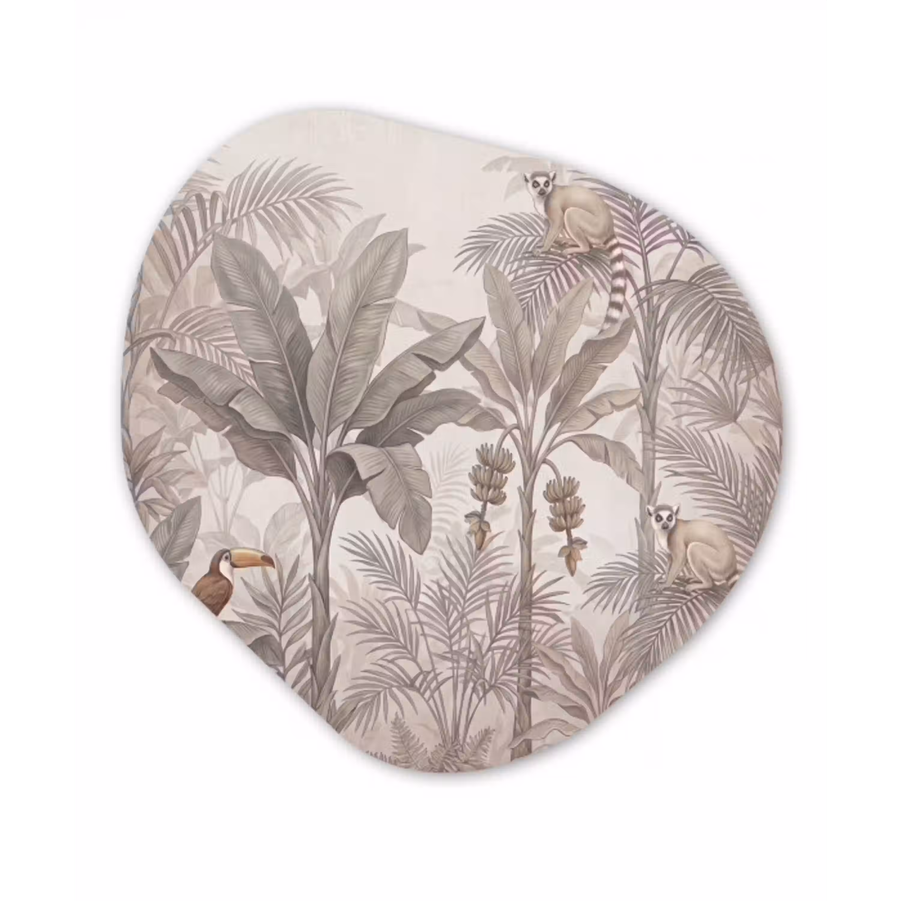 Natuur - Jungle - Ringstaartmaki - Bruin Wandcirkel Organisch Forex 3mm klein -3d