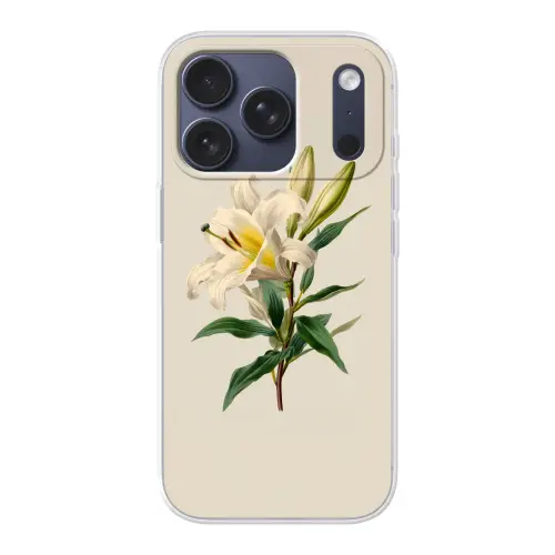 Lelie - Elegant - Botanisch - Beige Telefoonhoesje iPhone 17 Pro klein -3d