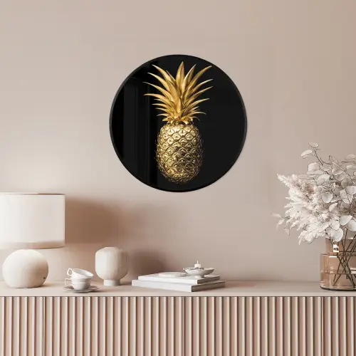 Ananas - Zwart - Goud - Luxe Fotolijst rond zonder passe partout klein -sfeer3