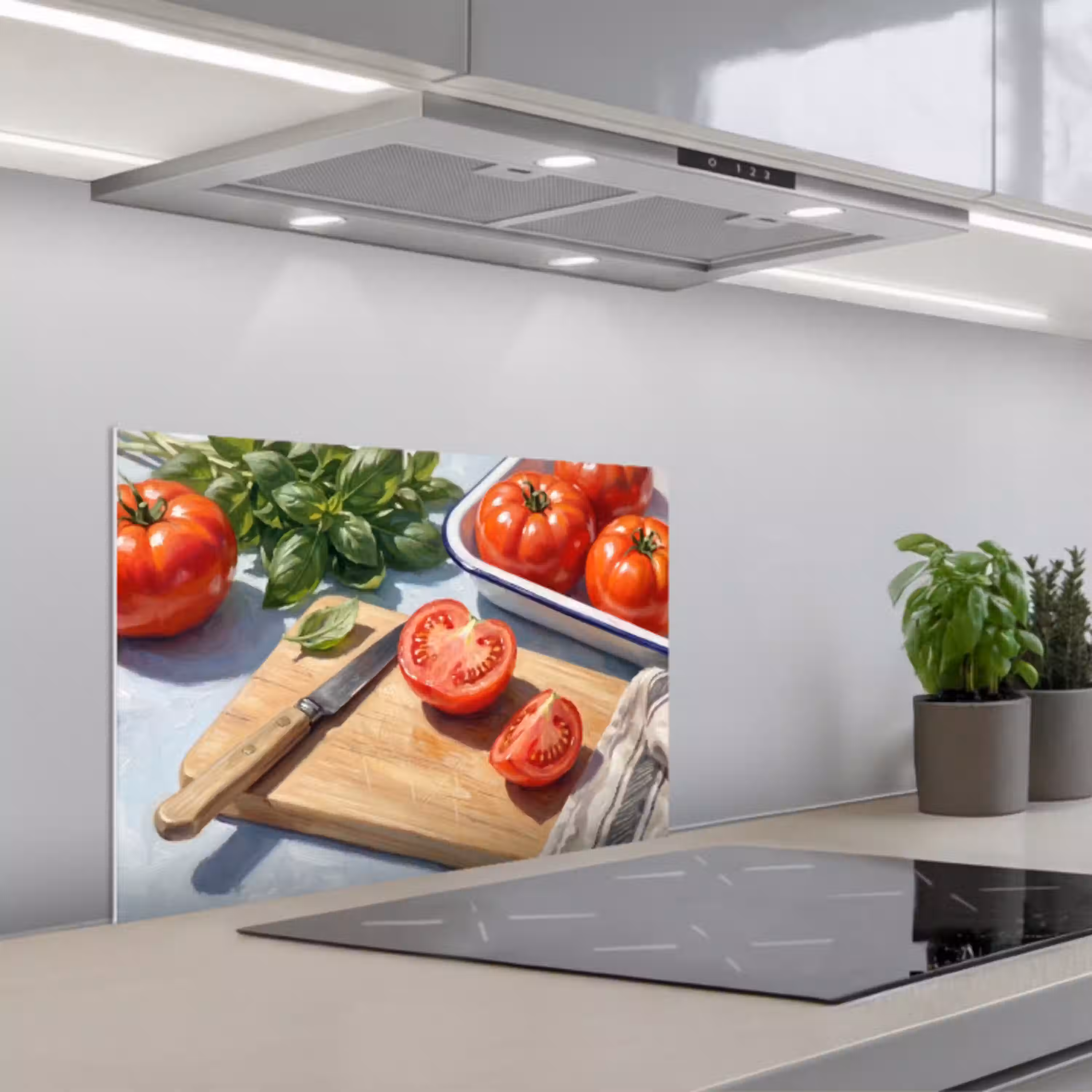 Eten - Keuken - Ingrediënten - Stillleven - Rood keuken achterwand spatscherm klein -3d_schuin