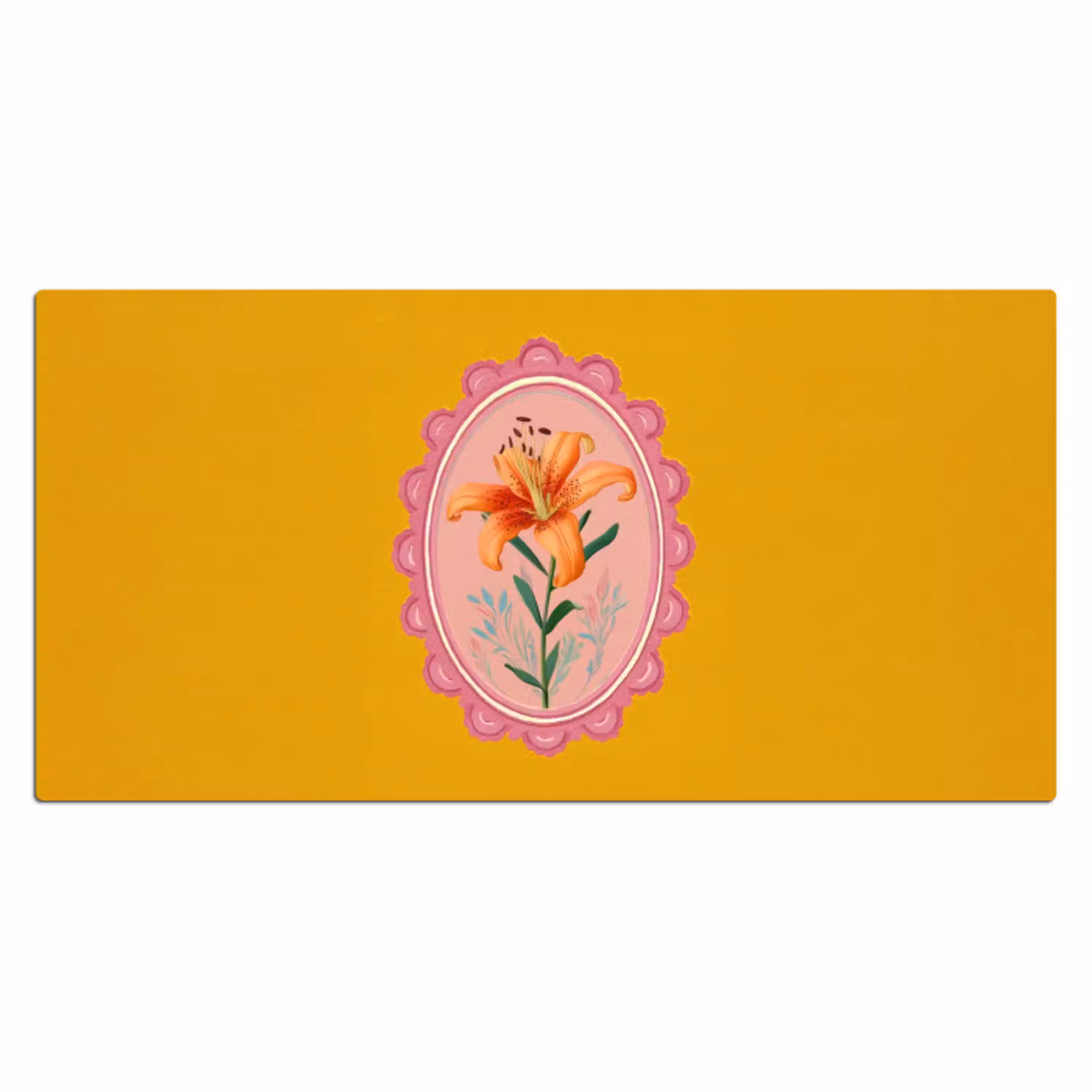 Lelie - Oranje - Lijst - Ovaal Muismat XXL klein -3d_leeg