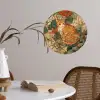 Kat - Sierlijk - Bloemen Wandcirkel behangsticker klein -sfeer3