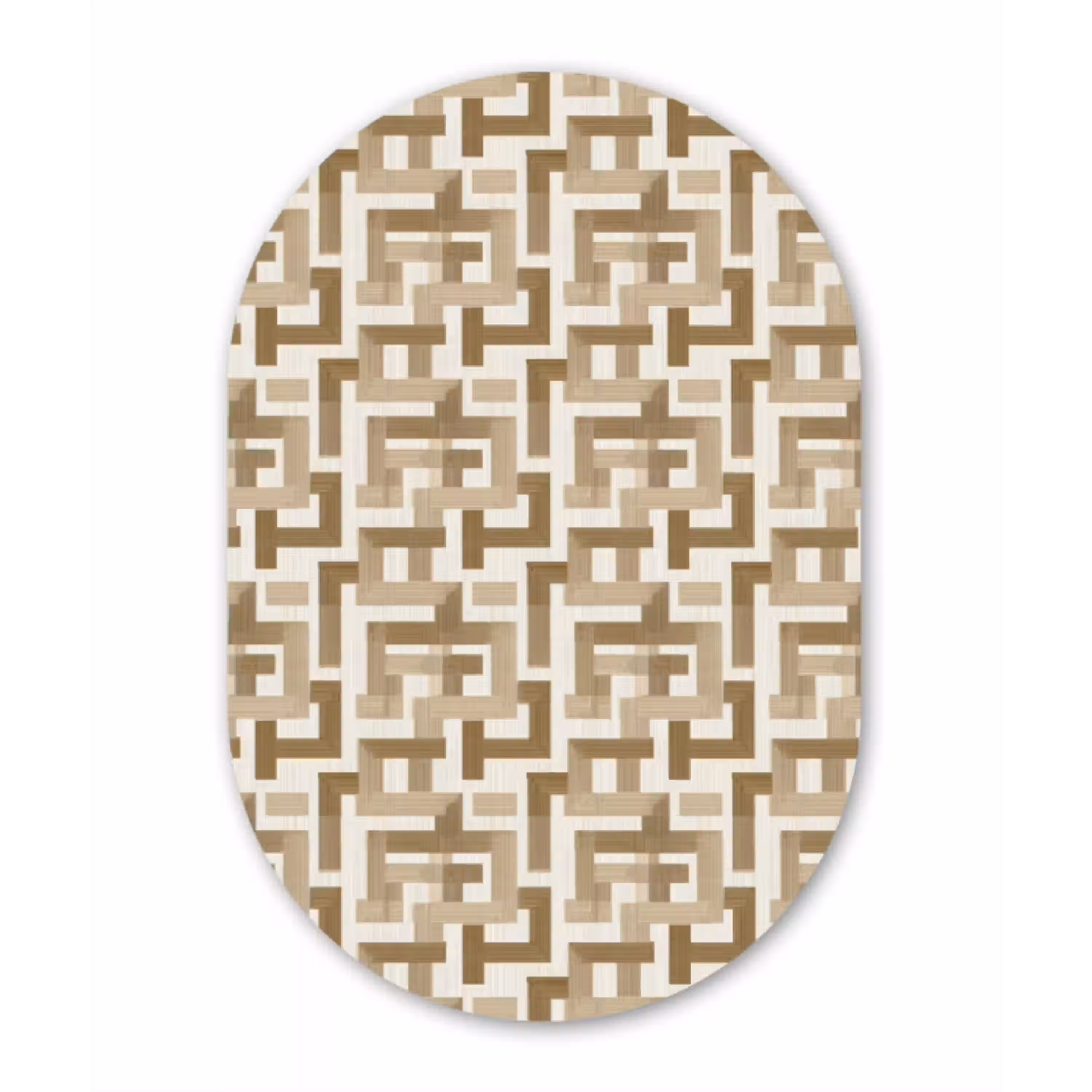 Geometrisch - Retro - Bruin Wandcirkel Ovaal Aluminium middel 839 -3d