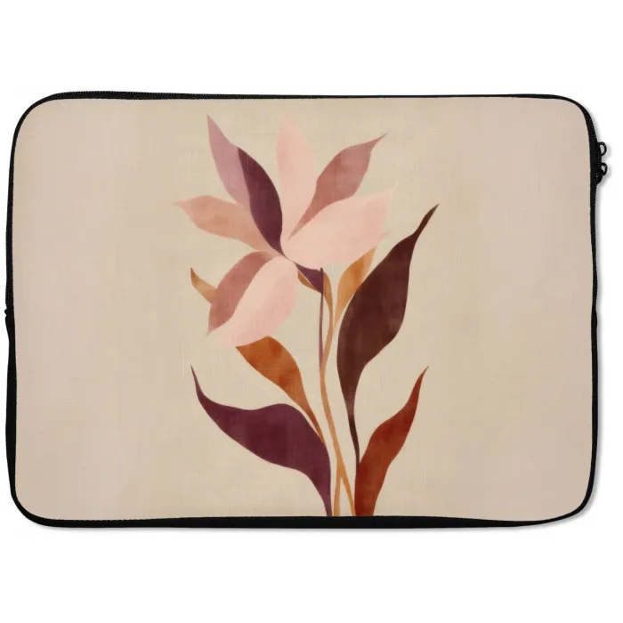 Bloemen - Blaadjes - Minimalistisch - Roze laptophoes neopreen klein -zkaufland3dotto
