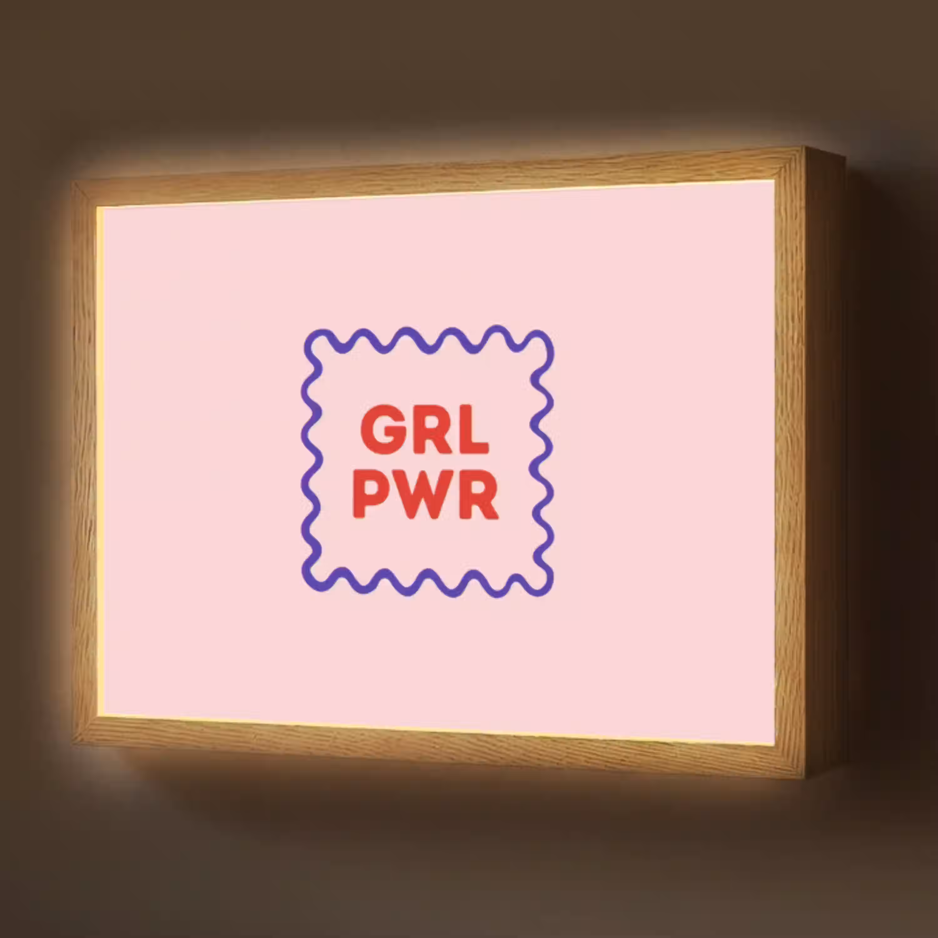 Grl pwr - Roze - Kader Light Box met batterij (Wandlamp) middel -z3d_website