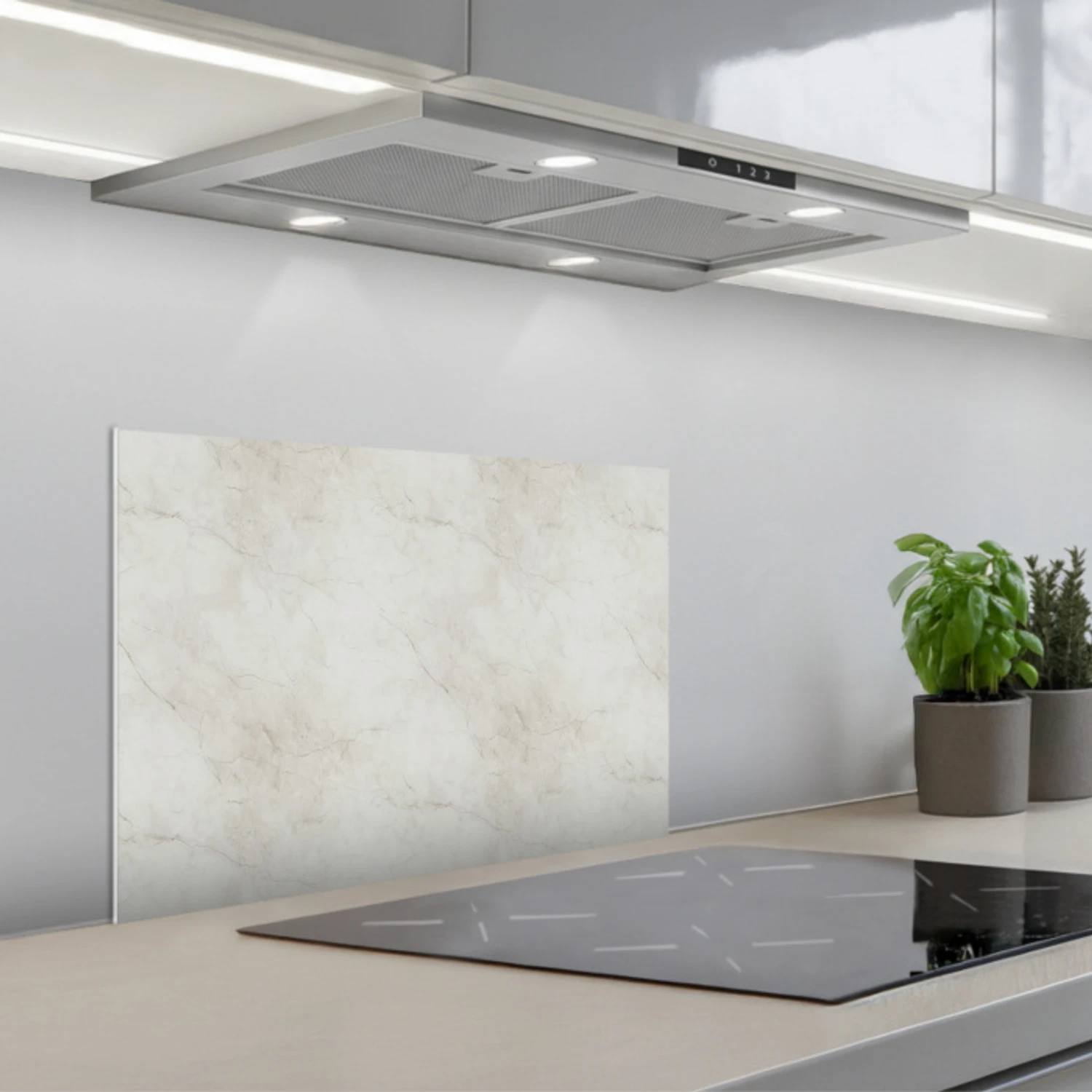 Grijs - Marmer - Aders keuken achterwand spatscherm klein 900 -3d_schuin