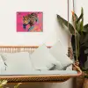 Luipaard - Roze - Oranje - Blauw - Verf tuinposter los doek klein -sfeer7