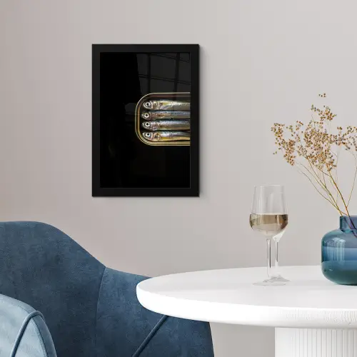 Sardines - Blik - Zwart - Vissen fotolijst zwart zonder passe partout klein -sfeer4