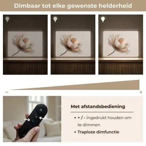Bloem - Beige - Crème Light Box met batterij (Wandlamp) middel -USP_dimbaarNL