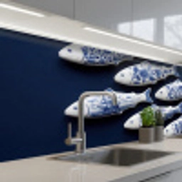 Vissen - Delfts - Blauw - Keramiek keuken achterwand 2 middel -3d_schuin