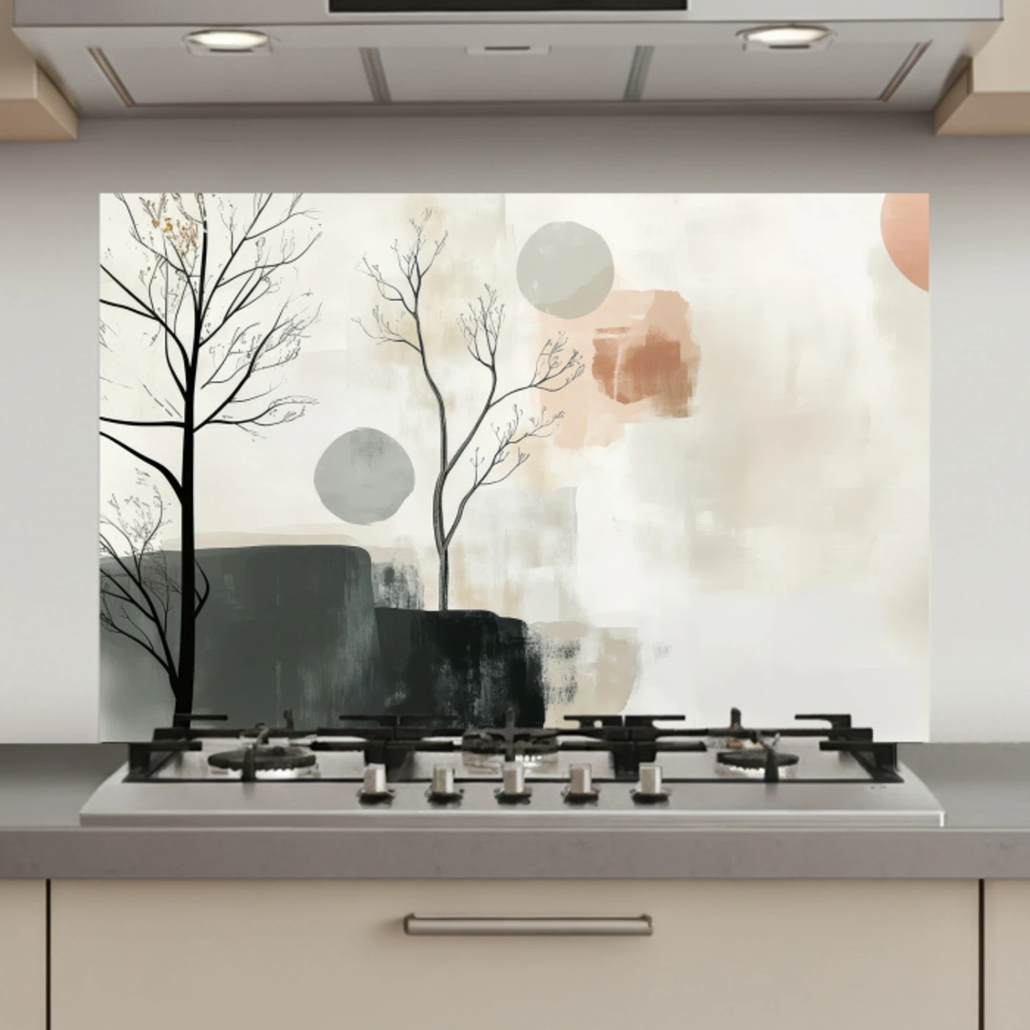 Wabi sabi - Beige - Plant keuken achterwand spatscherm klein -3d_website