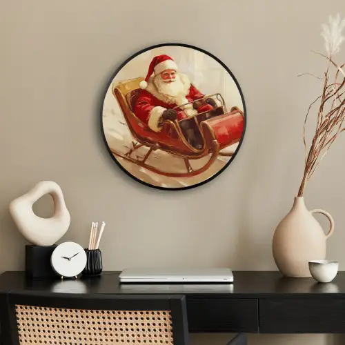 Kerst - Slee - Kerstman Fotolijst rond zonder passe partout klein -sfeer1