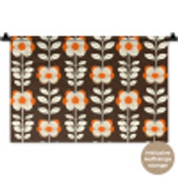 Bloemen - Retro - Bruin Wandkleed katoen klein 269 -t3d_DE