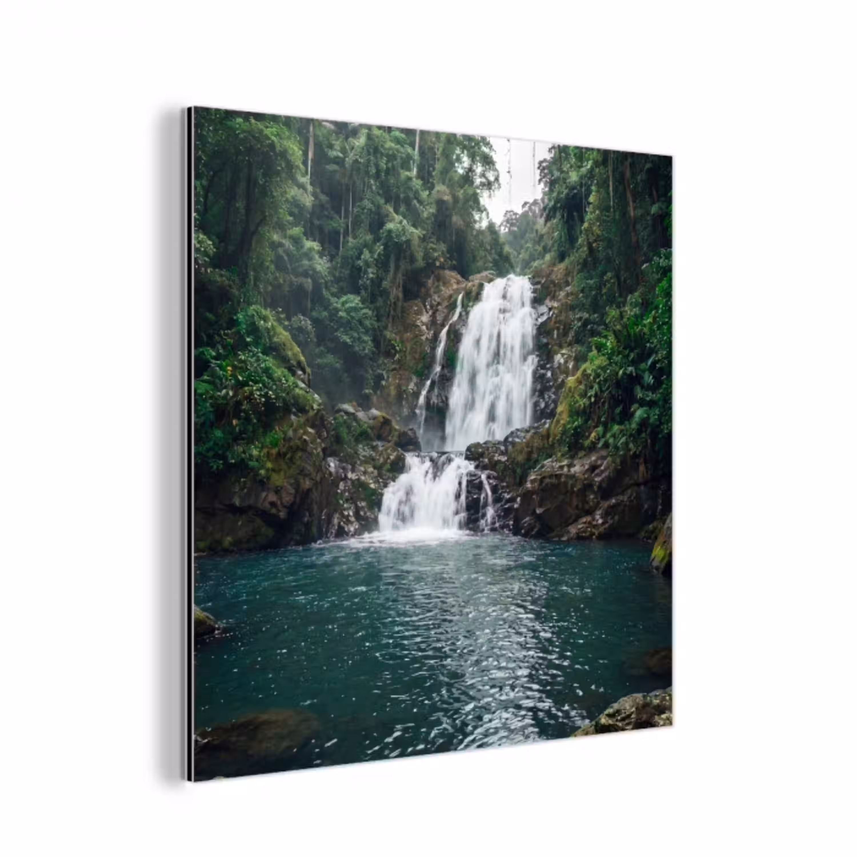 Waterfall - Forest - Nature - Greenkhgyguyg aluminium wit klein -3d