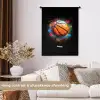 Oranje basketbal te midden van verfspetters Wandkleed katoen klein -sfeer1