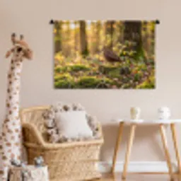 Houtsnip - Bos - Bladeren - Herfst - Gecamoufleerd Wandkleed katoen middel -wsfeer5_kind