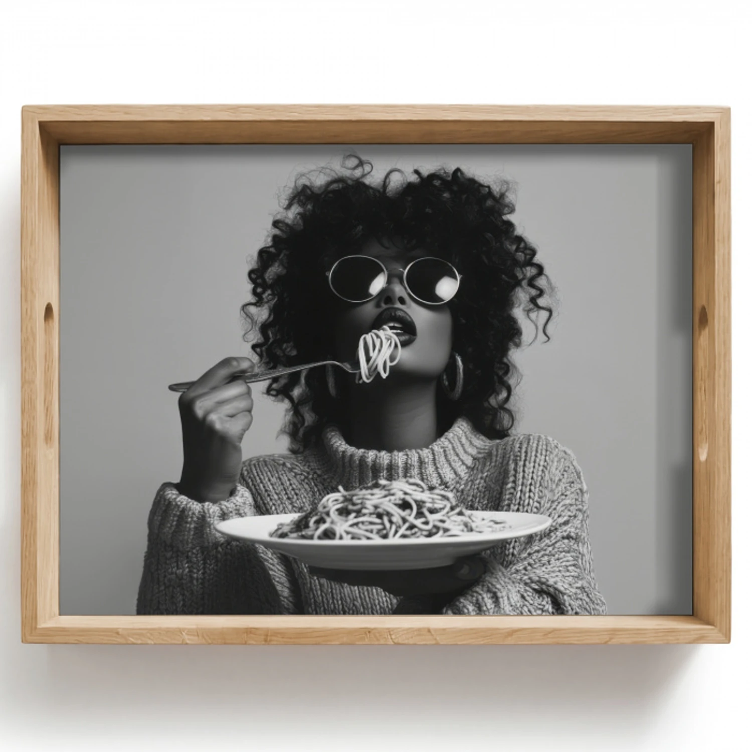 Vrouw - Pasta - Zwart - Wit Dienblad Rechthoek middel -z3d_shopping