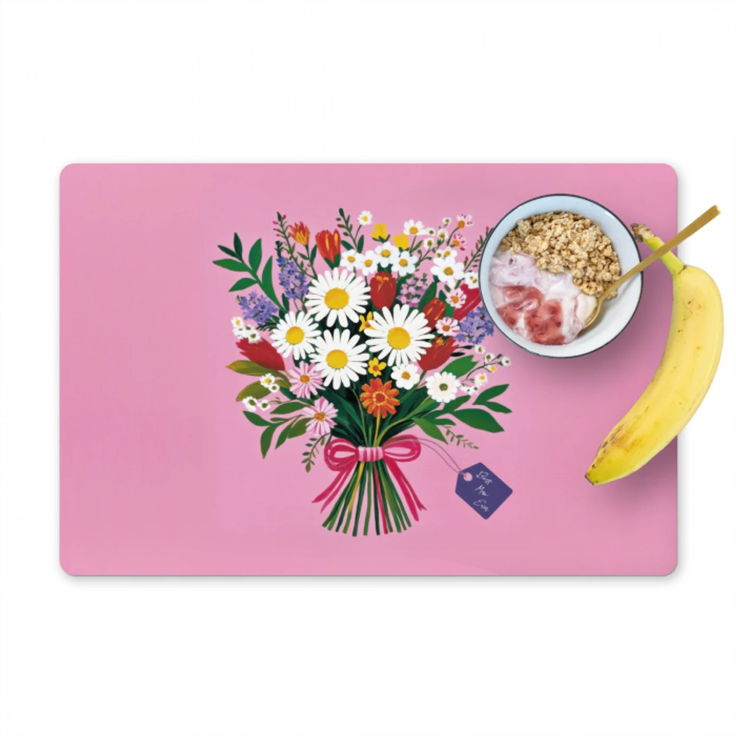 Bloemen - Quote - Kaartje - Kleurrijk Placemat vinyl groot -zzzproduct_Kitchenyeah-website