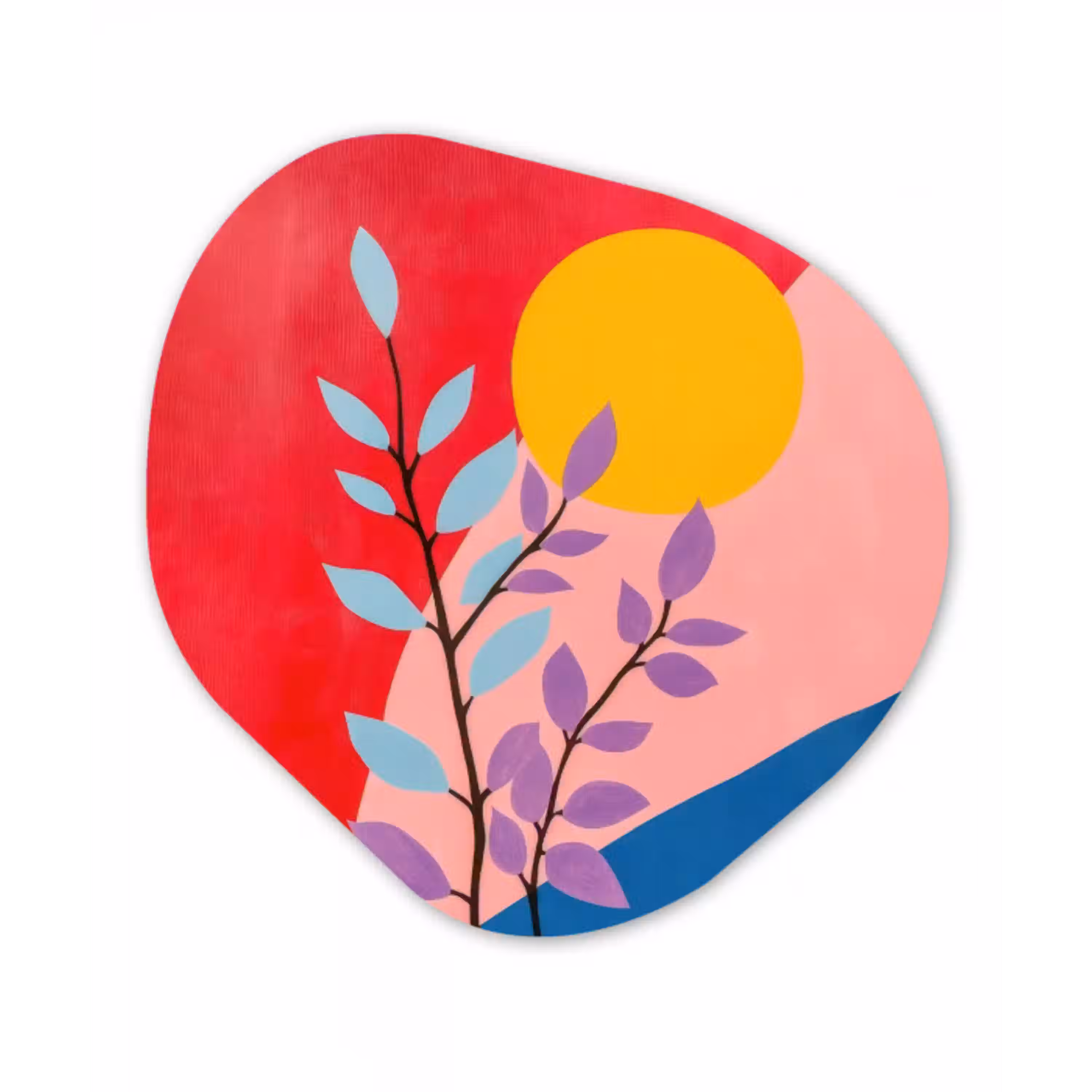 Bladeren - Zon - Abstracte vormen Wandcirkel Organisch Forex 3mm klein -3d