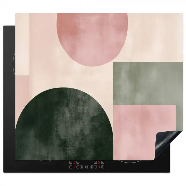 Vormen - Abstract - Cirkel - Zwart Inductie beschermer vinyl 3mm middel -3d