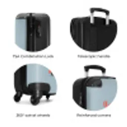 Brandweerauto blauwe achtergrond NBS - Handbagage koffer - Kinderen Unisex middel zzzzzzzbolletjes_ENG
