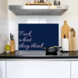 Fuck what they think - Blauw - Cursief Inductie beschemer met haakjes klein -sfeer2