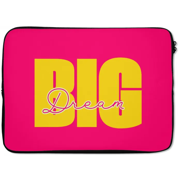 Dream big - Roze - Geel - Minimalistisch laptophoes neopreen klein -zkaufland3dotto