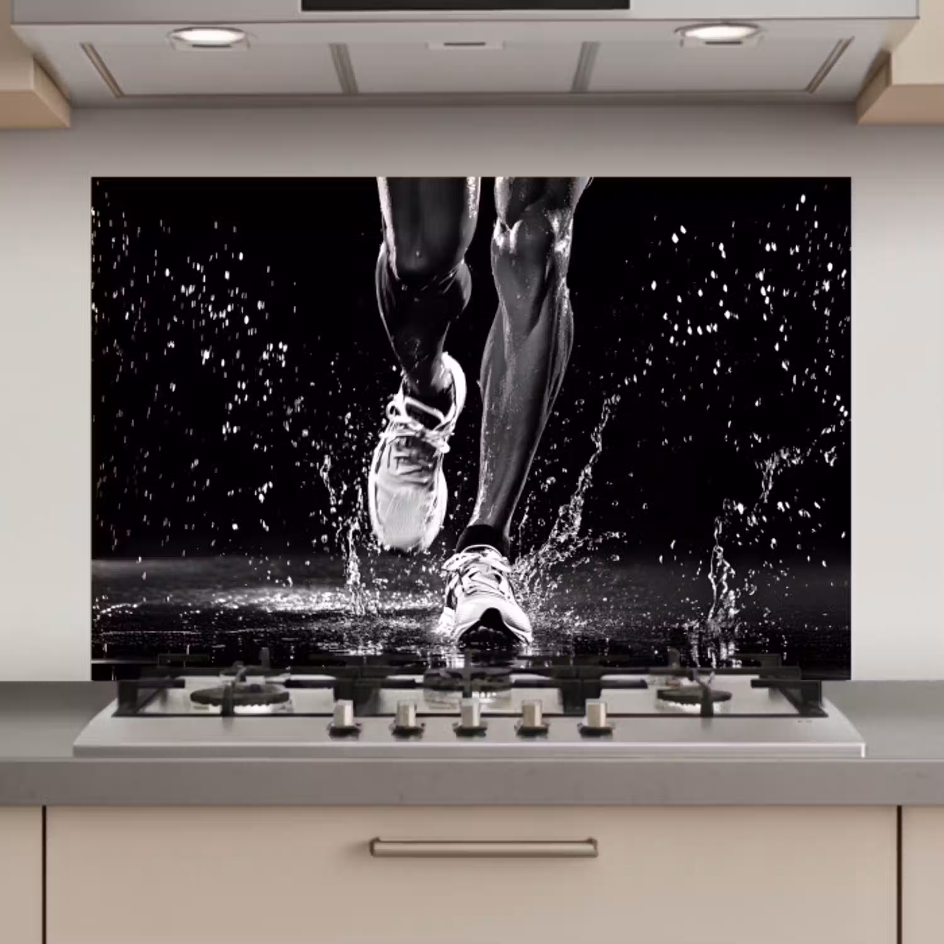 Hardloopschoenen - Rennen - Druppels - Zwart keuken achterwand spatscherm klein -3d_website