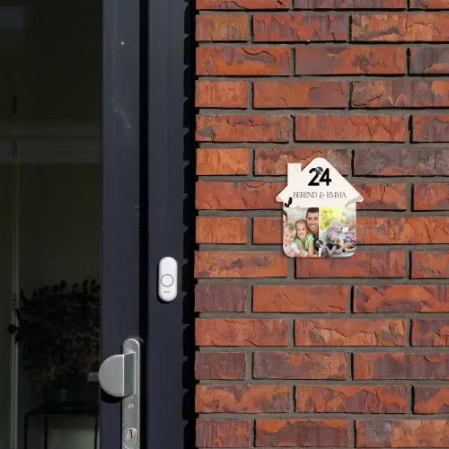 Zachte tinten met foto's - Klassiek Naambord Huisje klein -sfeer2