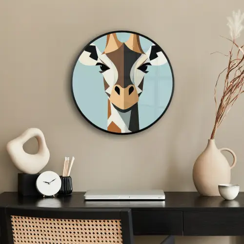 Giraffe - Illustratie - Bruin - Minimalistisch Fotolijst rond zonder passe partout klein -sfeer1