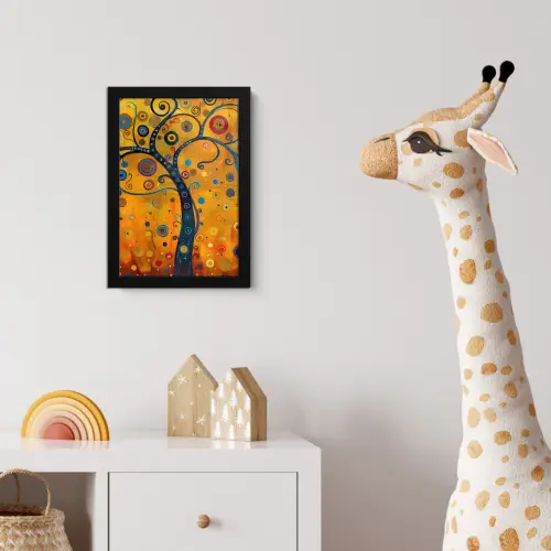 Abstract - Boom - Levensboom - Modern fotolijst zwart zonder passe partout klein -usfeer4_kinderkamer