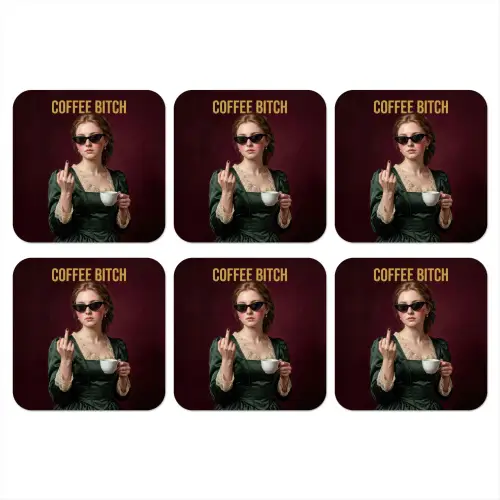 Koffie - Vrouw - Middelvinger onderzetter kurk middel -3d
