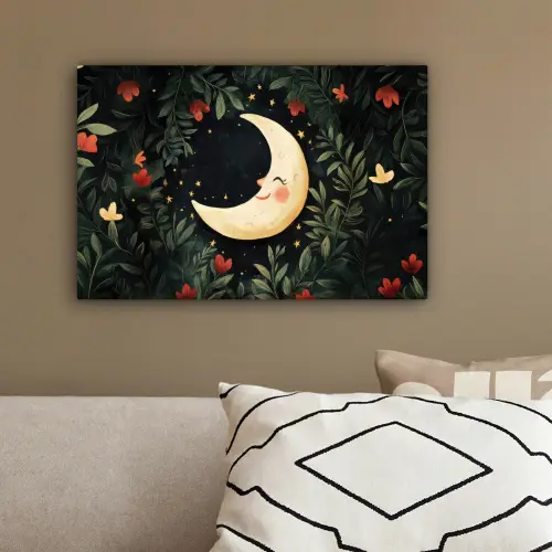 Maan - Bloemen - Nachthemel canvas 2cm klein -sfeer3