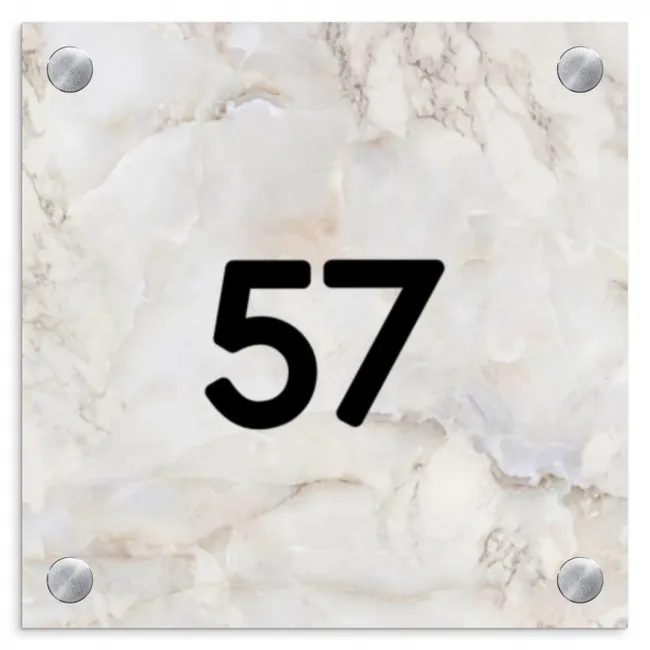 Naambordje voordeur - Vierkant - Beige marmer - Traditioneel