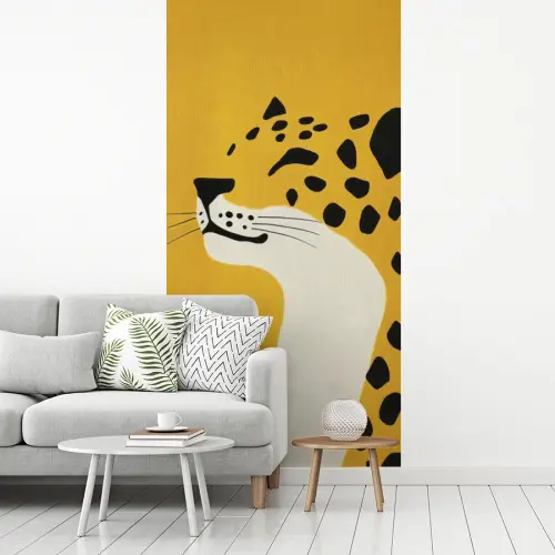 Cheetah - Illustratie - Geel fotobehang vinyl groot -woonkamer