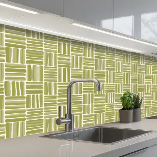 Vlecht - Patroon - Groen keuken achterwand 2 middel 871 -3d_schuin