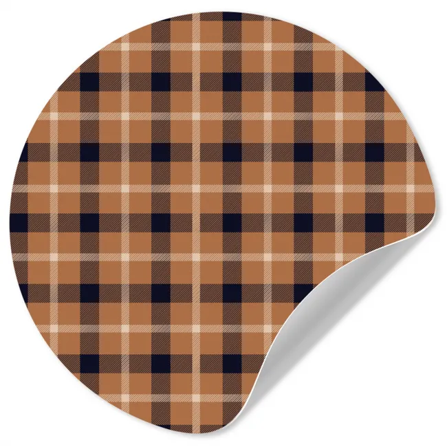 Plaid - Patroon - Vierkant - Bruin Wandcirkel behangsticker klein 186 -3d