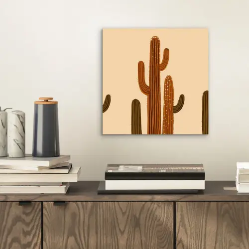 Cactus - Woestijn - Zand - Bruin aluminium wit klein -sfeer1