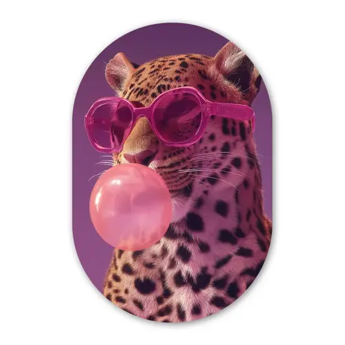 Panter - Zonnebril - Kauwgombel - Roze Wandcirkel Ovaal Glas middel -3d