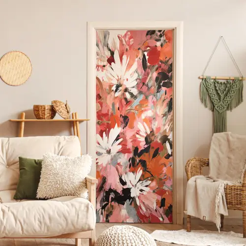 Bloemen - Kunst - Abstract - Verf deurposter klein -sfeer2