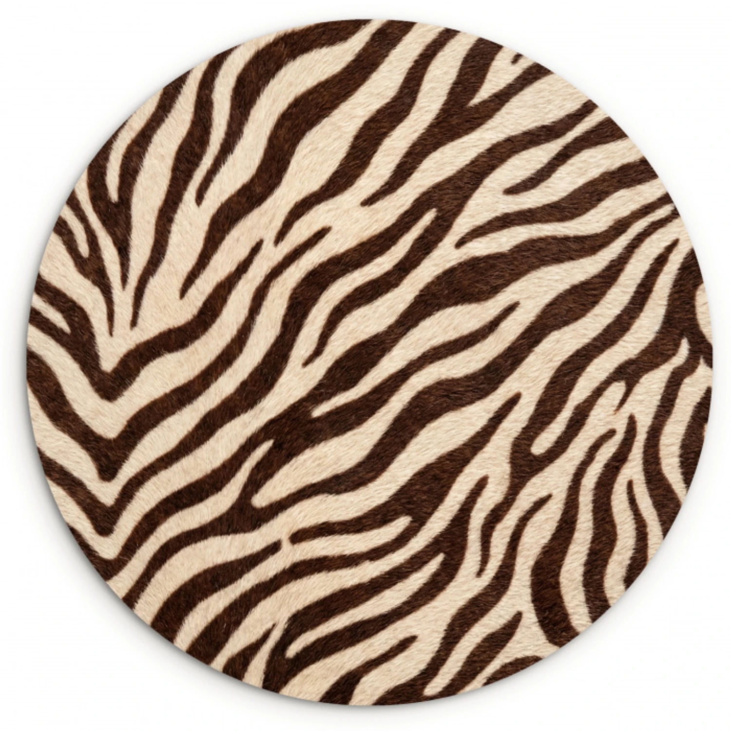 Zebra - Strepen - Bruin Wandcirkel kunststof plaat 5mm dik klein -3d
