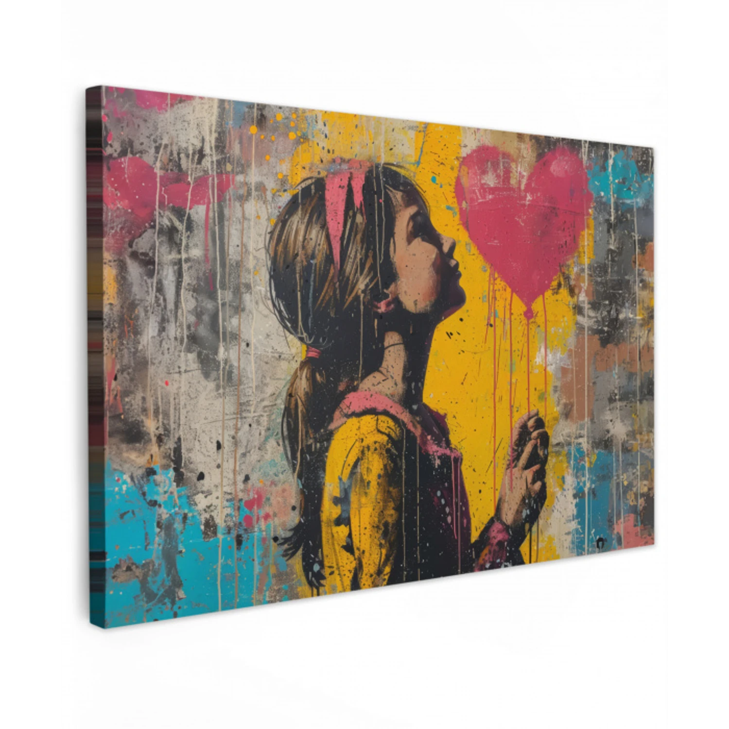 Graffiti - Meisje - Ballon - Street art canvas 2cm klein -z3d
