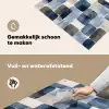 Patroon - Blauw - Vierkanten Inductie beschemer met haakjes klein -ky-schoon-nl