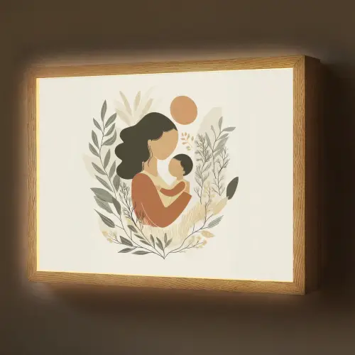 Illustratie - Moeder - Kind - Liefdevol Light Box met batterij (Wandlamp) middel -z3d_website