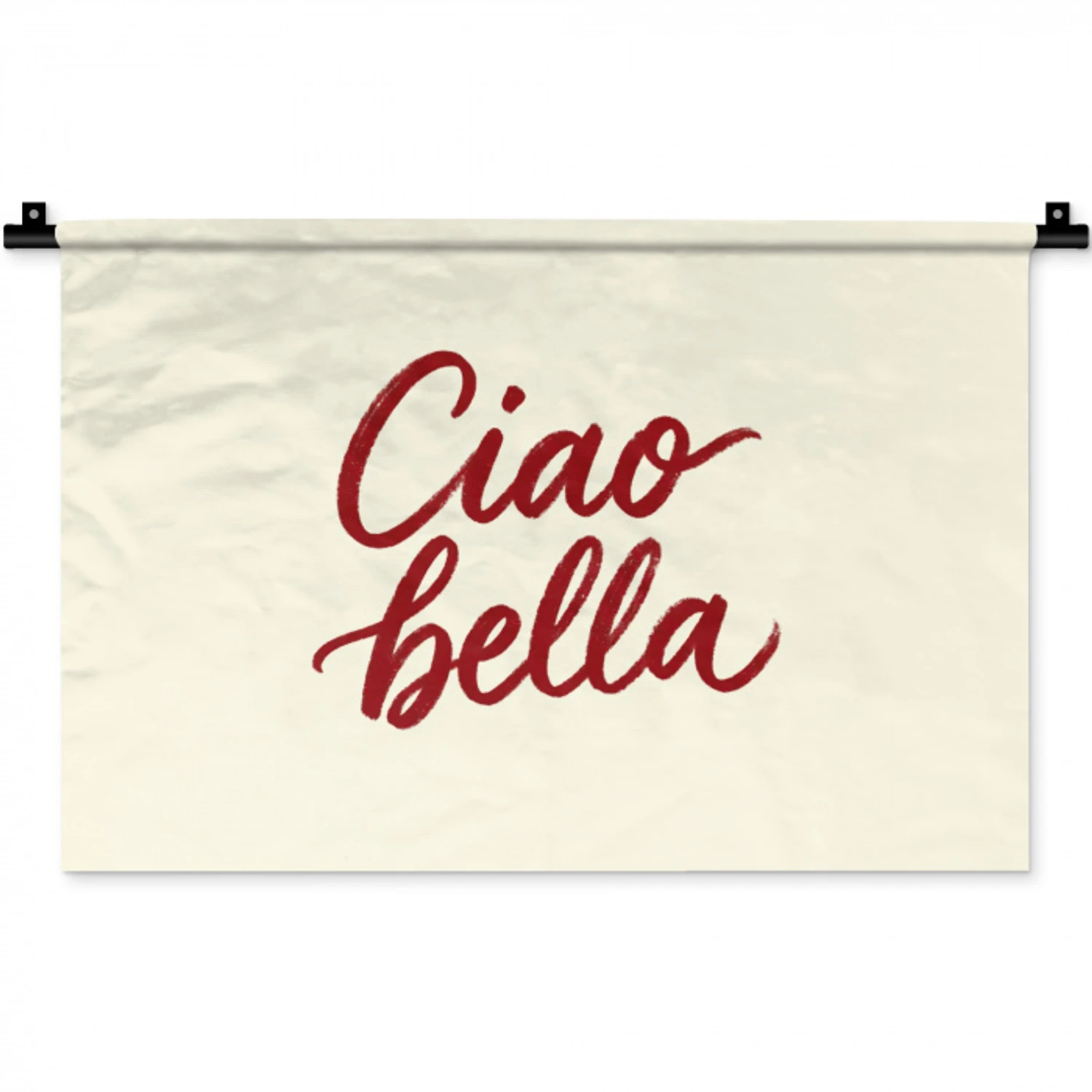 Ciao bella - Rood - Wit - Minimalistisch Wandkleed katoen klein -zz3d