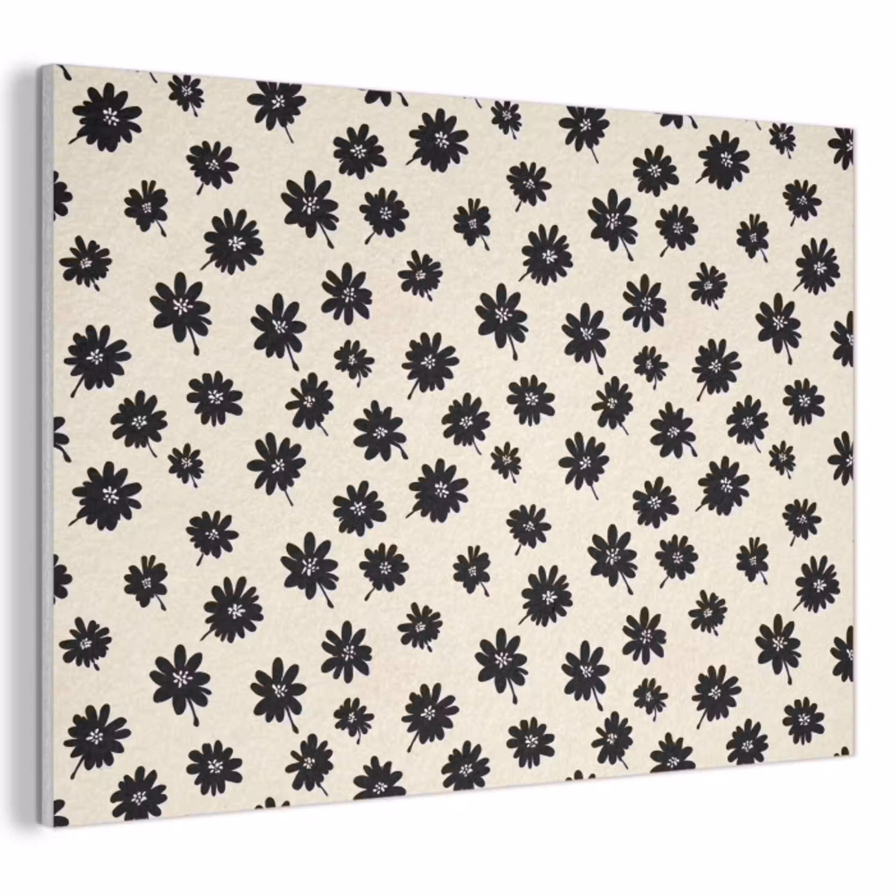 Madeliefjes - Grafisch - Zwart - Beige PET vilt klein 837 -3d