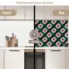 Groen - Roze - Retro - Sterren keuken achterwand 2 middel 871 -voor-na2_NL