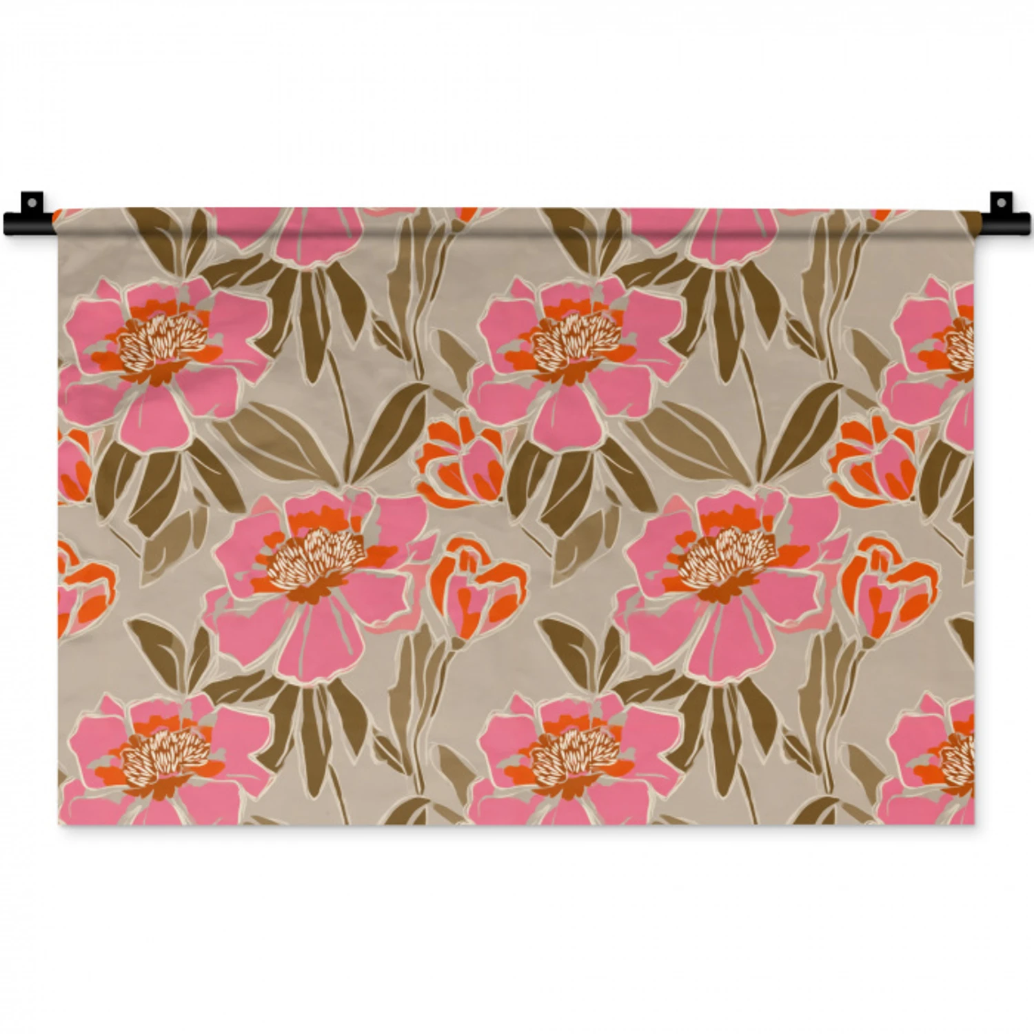 Pioenrozen - Patroon - Roze Wandkleed katoen klein 269 -zz3d