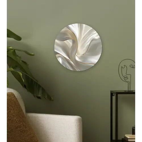 Stof - Plooien - Goud Wandcirkel kunststof plaat 5mm dik klein -sfeer3